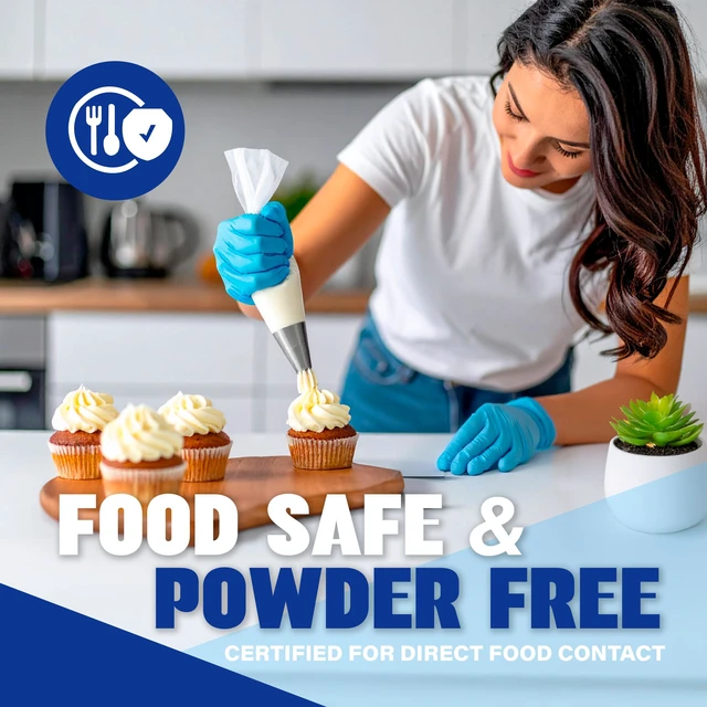 Alt view image 3 of 5 - Synthetic Vinyl Exam Gloves Powder-Free, Latex-Free, Disposable, Ultra-strong, Food Safe, Healthcare, Cleaning