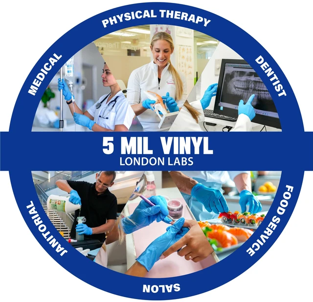 Alt view image 4 of 5 - Synthetic Vinyl Exam Gloves Powder-Free, Latex-Free, Disposable, Ultra-strong, Food Safe, Healthcare, Cleaning