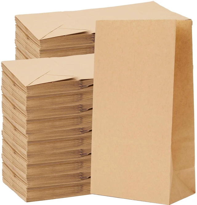 Main image of 500 Pcs 4LB Brown Paper Lunch Bags, Disposable Kraft Paper Bag 5.1x3.2x9.8 Inch, Fold Top Closure, For Sandwiches, Snacks, Lunches, Crafts, Gift Bags and Takeout