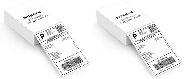 Main image of 4"x6" Direct Thermal Shipping Labels, Commercial Grade Permanent Adhesive Fanfold Mailing Postage Label Paper for Thermal Printers and Packages, 220 Sheets per Stack (Pack of 2)