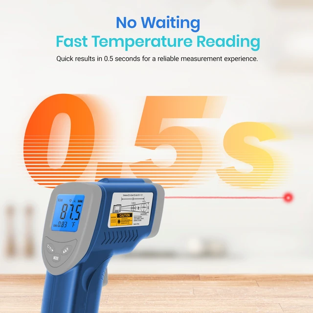 Alt view image 5 of 7 - Infrared Thermometer Laser Temperature Gun 774, Blue Cooking, Pizza Oven, Griddle, BBQ, Meat, HVAC, Engine, Adjustable Emissivity, MAX Display, Surface Measurement