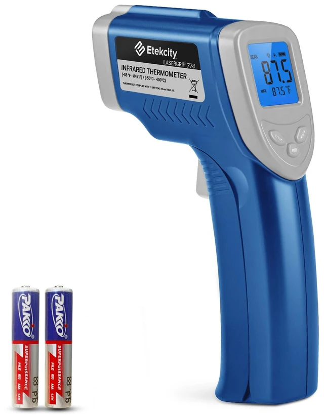 Main image of Infrared Thermometer Laser Temperature Gun 774, Blue Cooking, Pizza Oven, Griddle, BBQ, Meat, HVAC, Engine, Adjustable Emissivity, MAX Display, Surface Measurement