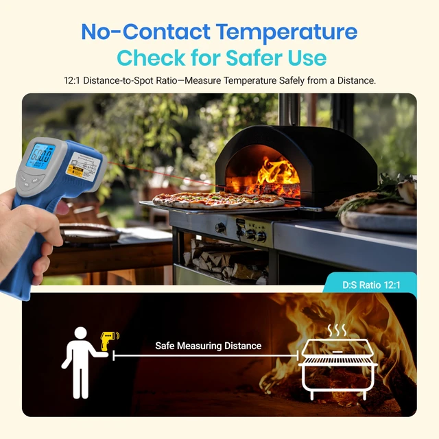 Alt view image 4 of 7 - Infrared Thermometer Laser Temperature Gun 774, Blue Cooking, Pizza Oven, Griddle, BBQ, Meat, HVAC, Engine, Adjustable Emissivity, MAX Display, Surface Measurement
