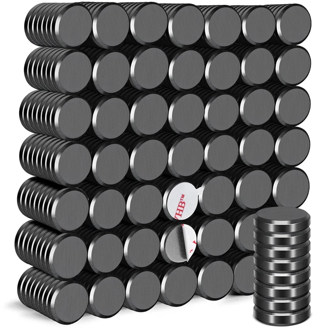 Main image of Strong Adhesive Magnets,400pcs 0.7x0.12in Fridge Refrigerator Magnet Small Round Black Ceramic Button Neodymium Magnets, Heavy Duty,for Whiteboard,Crafts,Office, Scientific,Refrigerator,Fridge