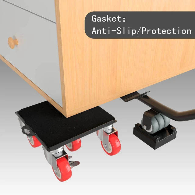 Alt view image 7 of 7 - Furniture Dolly,Furniture Movers with 5 Wheels,Carbon Steel Panel Heavy Duty Dolly,Maximum Load 3474LBS,Furniture Lifter with 5 360° Rotatable Rubber Universal Wheels(Black,6.89x6.9 in)