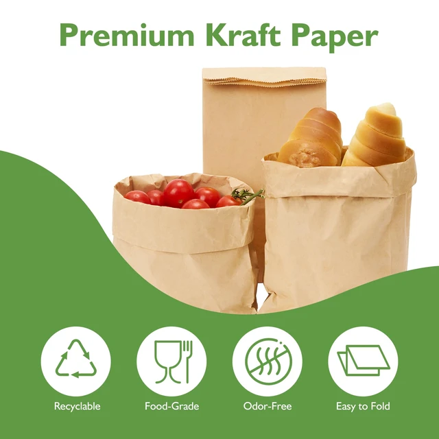 Alt view image 3 of 7 - 500 Pcs 4LB Brown Paper Lunch Bags, Disposable Kraft Paper Bag 5.1x3.2x9.8 Inch, Fold Top Closure, For Sandwiches, Snacks, Lunches, Crafts, Gift Bags and Takeout