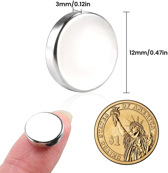 Alt view image 2 of 6 - 100Pcs Small Refrigerator Magnets, 12x3mm Round Rare Earth Magnet Mini Tiny Neodymium Strong Magnets for Refrigerator, DIY, Crafts, Kitchen and Office