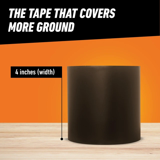 Alt view image 6 of 7 - Waterproofing Tape, Permanent, Black, 4" x 10', 1-Pack Weather Resistant Seal for Leaks & Repairs, Air & Moisture Barrier, Bonds Metal, Plastic, Wood, Rubber & Vinyl