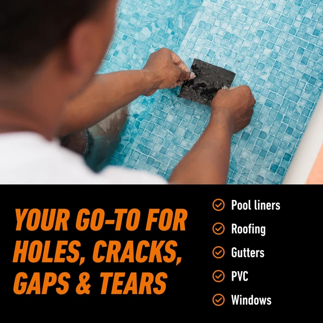 Alt view image 7 of 7 - Waterproofing Tape, Permanent, Black, 4" x 10', 1-Pack Weather Resistant Seal for Leaks & Repairs, Air & Moisture Barrier, Bonds Metal, Plastic, Wood, Rubber & Vinyl