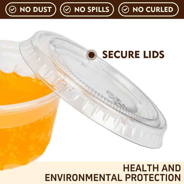 Alt view image 2 of 7 - 200 Sets - 2 oz Jello Shot Cups with Lids, Clear Disposable Plastic Cups for Meal Prep, Salad Dressing, Soufflé, Portion Containers