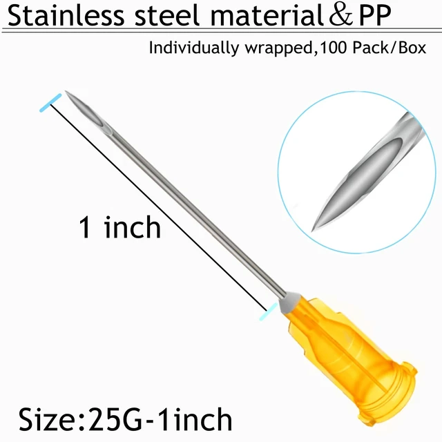 Alt view image 3 of 7 - 100 Pack Disposable 2.5ml/cc Lab Syringes with 25Ga 1 Inch Needle Luer Lock, Individually Sealed Packed