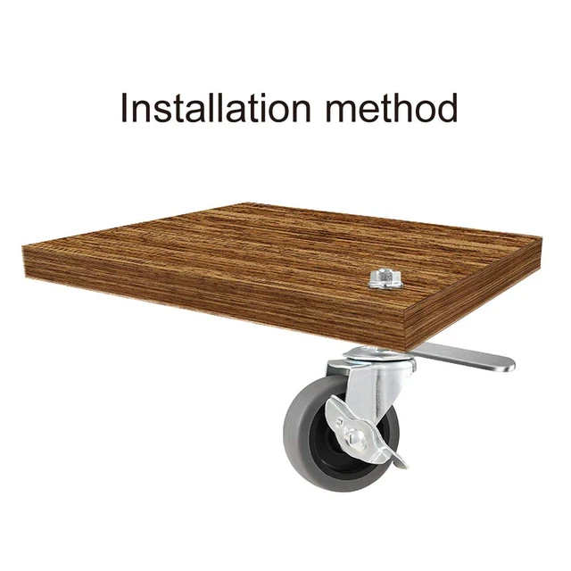 Alt view image 5 of 7 - Caster Wheels, 3" Locking Swivel Threaded Stem Casters Set of 4 3/8"-16 x 1" (Screw Diameter 3/8", Length 1")Rubber Casters with 360 Degree No Noise Wheels for Furniture and Workbench