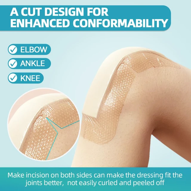 Alt view image 4 of 7 - Silicone Foam Dressing 4X8 Large Bandages for Elbow Shoulder Knee
