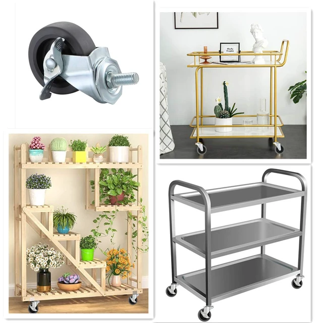Alt view image 7 of 7 - Caster Wheels, 3" Locking Swivel Threaded Stem Casters Set of 4 3/8"-16 x 1" (Screw Diameter 3/8", Length 1")Rubber Casters with 360 Degree No Noise Wheels for Furniture and Workbench