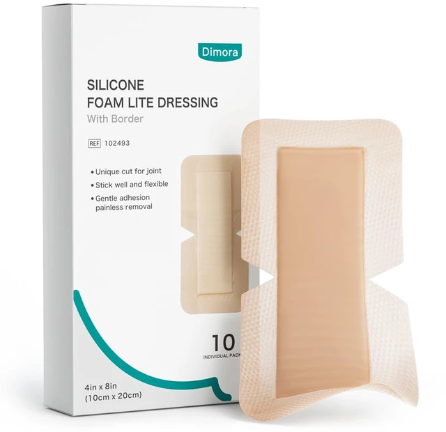 Main image of Silicone Foam Dressing 4X8 Large Bandages for Elbow Shoulder Knee