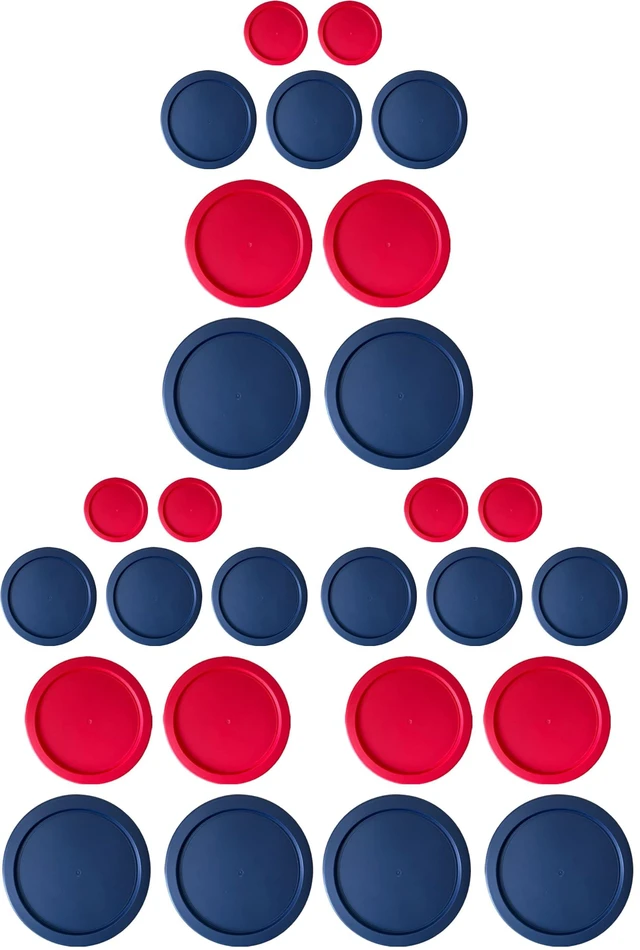 Main image of Replacement Lids for Pyrex Glass Food Storage Containers Round (2) for 7202-PC 1 Cup (3) for 7200-PC 2 Cup (2) for 7201-PC 4 Cup (2) for 7402-PC 6/7 Cup Red Blue (Pack of 3)