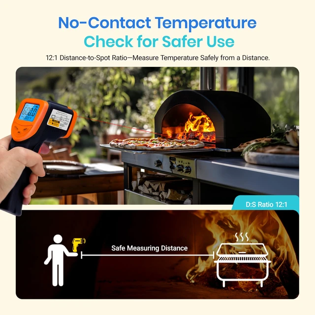 Alt view image 4 of 7 - Infrared Thermometer Laser Temperature Gun 774, Orange Cooking, Pizza Oven, Griddle, BBQ, Meat, HVAC, Engine, Adjustable Emissivity, MAX Display, Surface Measurement
