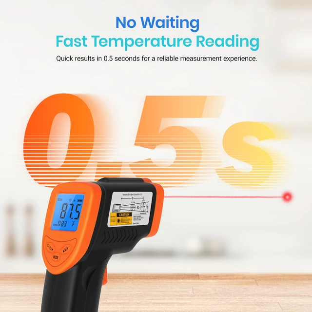 Alt view image 5 of 7 - Infrared Thermometer Laser Temperature Gun 774, Orange Cooking, Pizza Oven, Griddle, BBQ, Meat, HVAC, Engine, Adjustable Emissivity, MAX Display, Surface Measurement