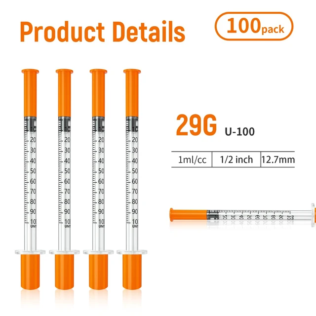 Alt view image 5 of 7 - 1ml Syringe, 29G 1ml/cc 1/2"(12.7mm) Pack of 100