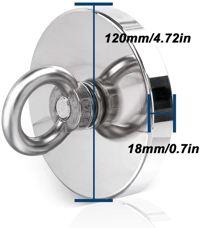Alt view image 3 of 6 - Fishing Magnets with Countersunk Hole 4.72 inch 1500LBS Pulling Force