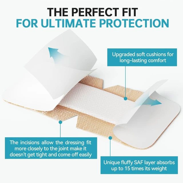 Alt view image 7 of 7 - Silicone Foam Dressing 4X8 Large Bandages for Elbow Shoulder Knee
