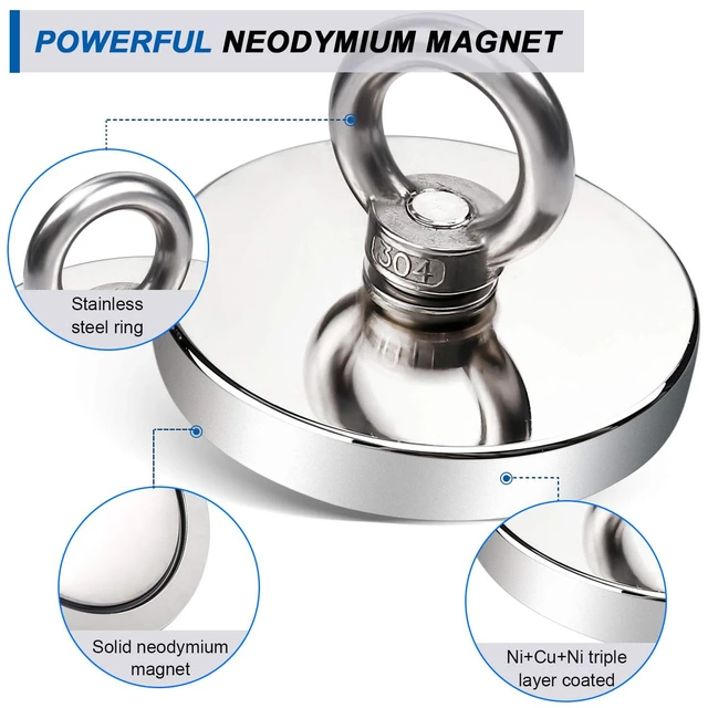 Alt view image 2 of 6 - Fishing Magnets with Countersunk Hole 4.72 inch 1500LBS Pulling Force