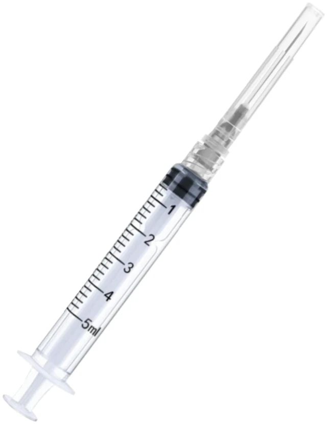 Main image of 100 Pack Disposable 5ml/cc Lab Syringes with 22Ga 1.25 Inch Needle Luer Lock, Individually Sealed Packed