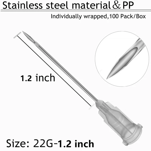 Alt view image 3 of 7 - 100 Pack Disposable 5ml/cc Lab Syringes with 22Ga 1.25 Inch Needle Luer Lock, Individually Sealed Packed