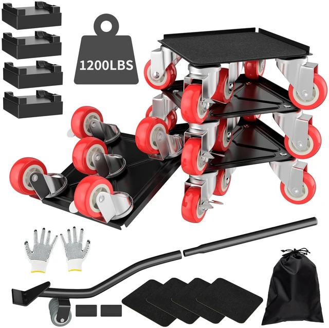 Main image of Furniture Dolly,Furniture Movers with 5 Wheels,Carbon Steel Panel Heavy Duty Dolly,Maximum Load 1800LBSFurniture Lifter with 5 360° Rotatable Rubber Universal Wheels(Black,4.1x4.1 in)