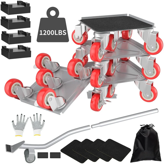 Main image of Furniture Dolly,Furniture Movers with 5 Wheels,Carbon Steel Panel Heavy Duty Dolly,Maximum Load 1800LBS,Furniture Lifter with 5 360° Rotatable Rubber Universal Wheels(Silver,4.1x4.1 in)