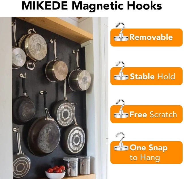 Alt view image 4 of 7 - Magnetic Hooks Heavy Duty 170LB+ Strong Neodymium Magnets Fridge Magnet Hanger Grill Toolbox