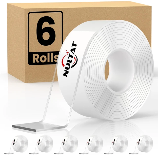 Main image of Double Sided Tape Heavy Duty, 60 Feet Nano Double Sided Adhesive Tape Strong Clear Mounting Stick Tape Adhesive Strips High Temperature Tape Removable, Washable, ReusableTapes for Wall
