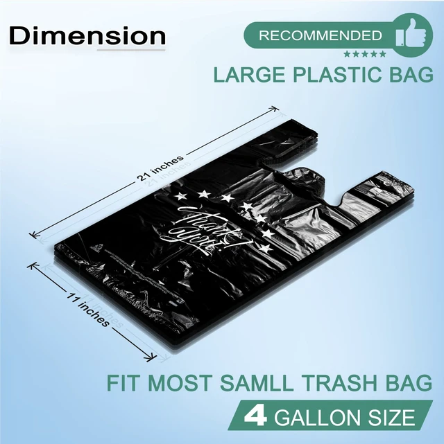 Alt view image 3 of 7 - Black Thank you T shirt bag, Grocery shopping bag Reusable and Disposable Supermarket Bag 11''x6''x21'' 200PCS
