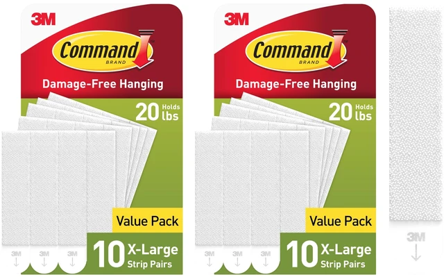 Main image of 20 lb XL Heavyweight Picture Hanging Strips 20 Pairs (40 Strips), Damage Free Hanging Picture Hangers, Heavy Duty Great for Home Decor, White Adhesive