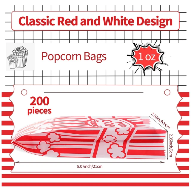 Alt view image 2 of 6 - Paper Popcorn Bags,200 Pack 1oz Popcorn Bags Individual Servings Popcorn Bag Bulk for Popcorn Machine,Movie Nights Pop Corn Bags