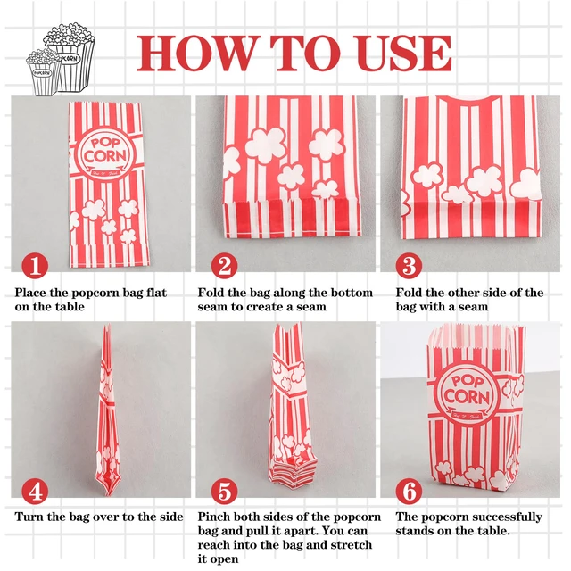 Alt view image 6 of 6 - Paper Popcorn Bags,200 Pack 1oz Popcorn Bags Individual Servings Popcorn Bag Bulk for Popcorn Machine,Movie Nights Pop Corn Bags