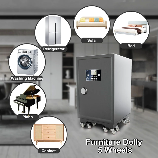 Alt view image 6 of 7 - Furniture Movers with 5 Wheels, Heavy Duty Furniture Dolly 1500 LBS Heavy Duty, 5-Wheel Stability, Carbon Steel Frame, Locking Brakes, Anti-Slip Protection, One-Person Moving