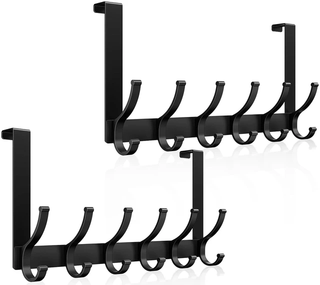 Main image of Over The Door Hooks, Door Hanger Hooks for Hanging, Over The Door Towel Racks for Bathroom, Coat Rack Door Towel Hanger Towel Hooks (2Pack, Black)