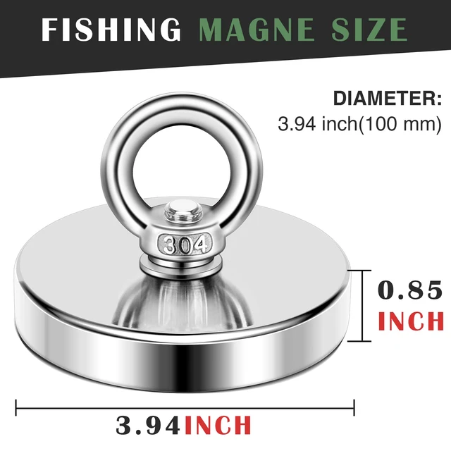 Alt view image 2 of 7 - Fishing Magnets with Countersunk Hole 3.94 inch 1200LBS Pulling Force