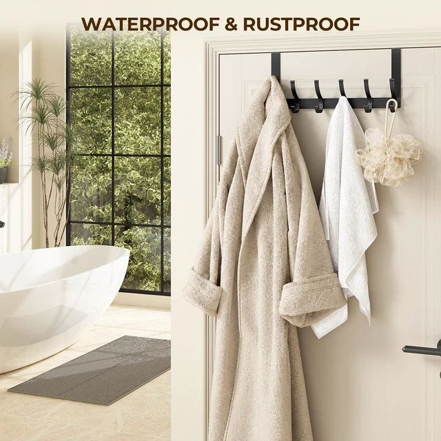 Alt view image 5 of 7 - Over The Door Hooks, Door Hanger Hooks for Hanging, Over The Door Towel Racks for Bathroom, Coat Rack Door Towel Hanger Towel Hooks (2Pack, Black)