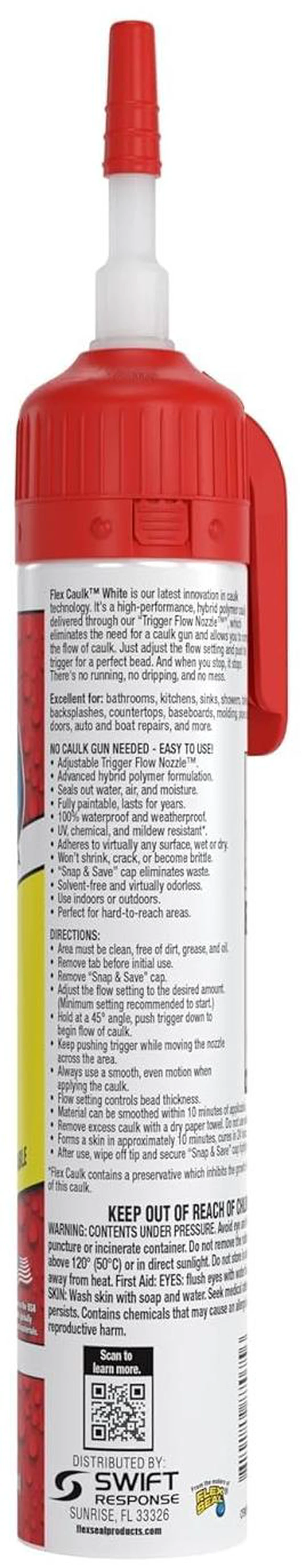 Alt view image 2 of 7 - Caulk Hybrid Polymer Waterproof Sealant, White, 9 oz, 1-Pack No caulk gun needed, trigger flow nozzle, paintable, won't shrink or crack, seals wet or dry, bath, kitchen, sink, window, RV