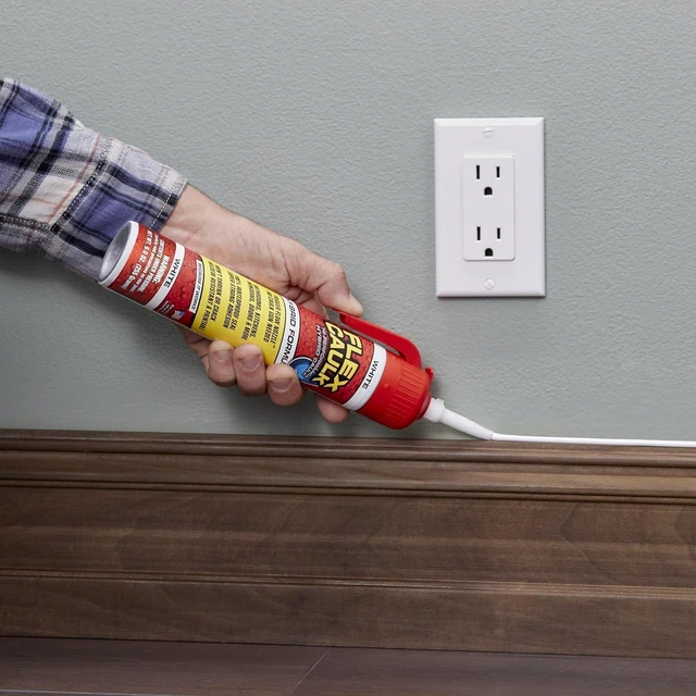 Alt view image 3 of 7 - Caulk Hybrid Polymer Waterproof Sealant, White, 9 oz, 1-Pack No caulk gun needed, trigger flow nozzle, paintable, won't shrink or crack, seals wet or dry, bath, kitchen, sink, window, RV