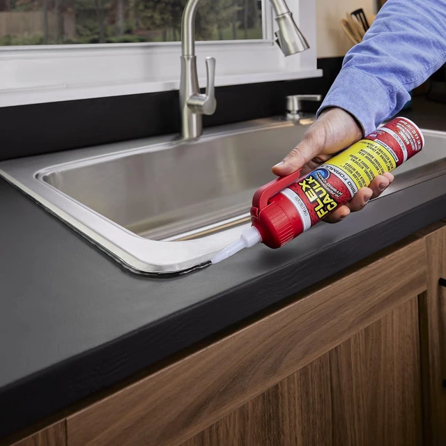 Alt view image 6 of 7 - Caulk Hybrid Polymer Waterproof Sealant, White, 9 oz, 1-Pack No caulk gun needed, trigger flow nozzle, paintable, won't shrink or crack, seals wet or dry, bath, kitchen, sink, window, RV