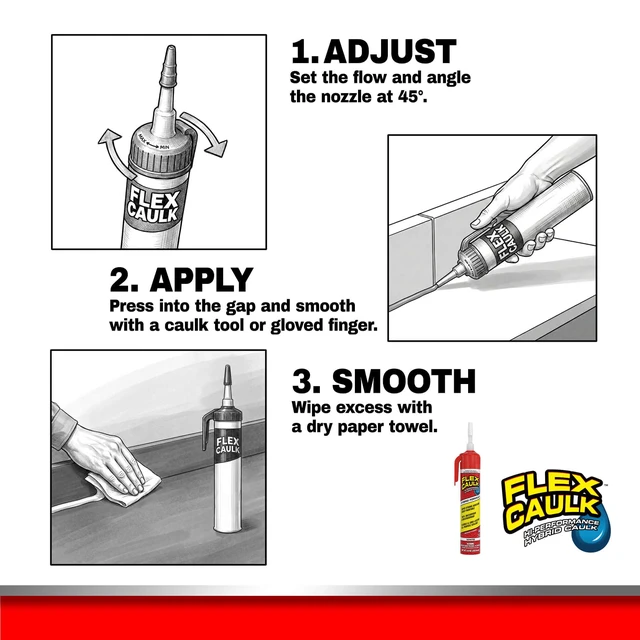 Alt view image 6 of 7 - Caulk Hybrid Polymer Waterproof Sealant, Clear, 6.6 oz, 2-Pack No caulk gun needed, trigger flow nozzle, paintable, won't shrink or crack, seals wet or dry, bath, kitchen, sink, window, RV