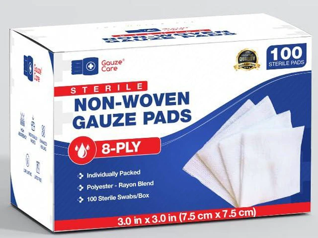 Alt view image 2 of 2 - Thick Non-Woven Sterile 3x3 Pads Pack of 300| 8-ply Sponges| Individually Packed, Soft and Lint-Free Medical Pads for Enhanced Absorption and Wound Care