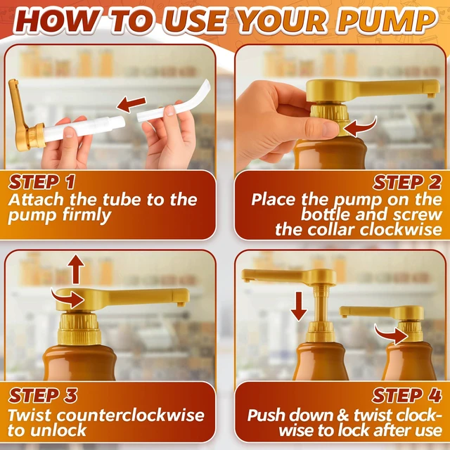 Alt view image 6 of 7 - 3 Pcs Sauce Pumps, Compatible with Torani, Davinci & Ghirardelli Sauce Pump Dispenser 0.5oz Each Press; Adjustable Long Tube, Lockable Design; for 64 and 87-90oz Bottles; for Various Liquids