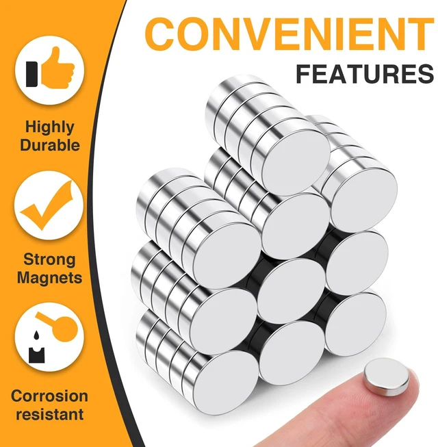 Alt view image 2 of 6 - Small Magnets, 120Pcs Round Rare Earth Magnet 10x3mm Tiny Strong Fridge Magnets for Whiteboard, Refrigerator, DIY, Kitchen, Office