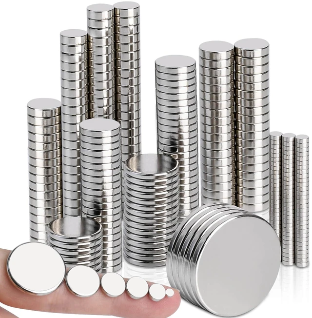 Main image of Neodymium Disc Magnets, 6 Different Size Round Rare Earth Magnets 198Pcs