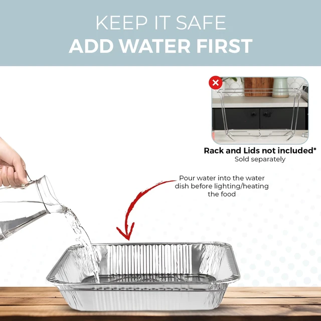 Alt view image 4 of 7 - 6 Pack Refill Kit - Disposable Chafing Dish Buffet Set, Welded Body Food Warmers for Parties, Fuel Cans, Half Size Pans, Warming Trays