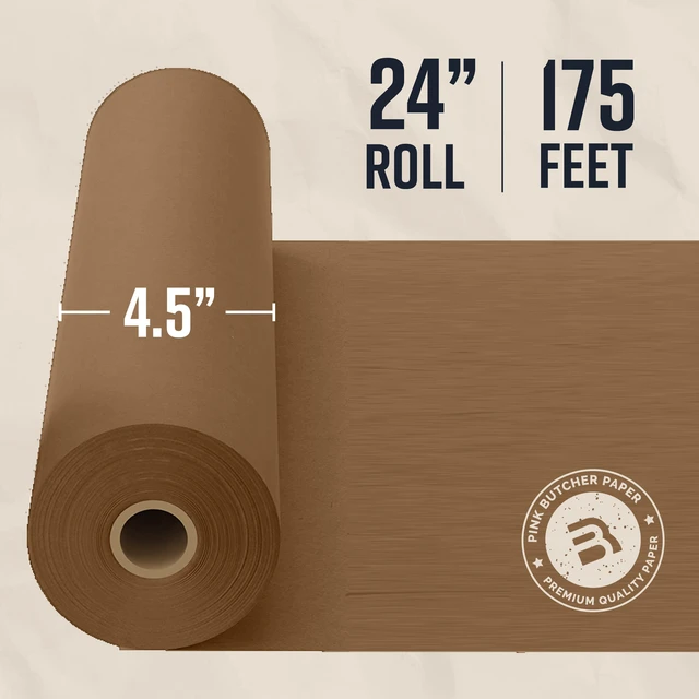 Alt view image 4 of 7 - 24 Inch x 175 Feet, Brown Butcher Paper Roll, Unbleached, Uncoated, Unwaxed, Food-Grade, Wide Kraft Paper for BBQ, Smoking, Grilling, Wrapping Meat, Table Covering - USA Made